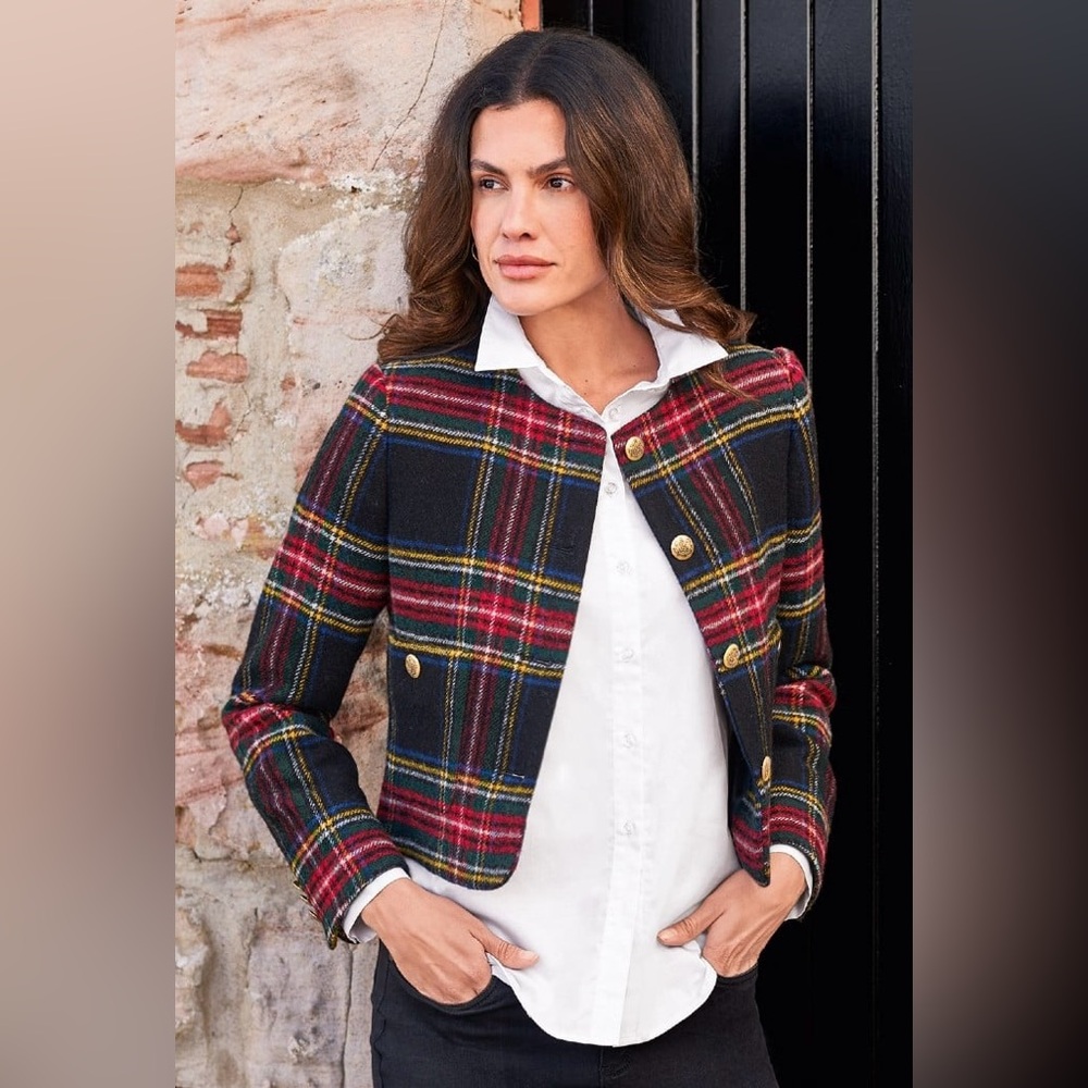 NWT J.Crew $218 Stewart Tartan Wool Blend Lady Jacket Size 10